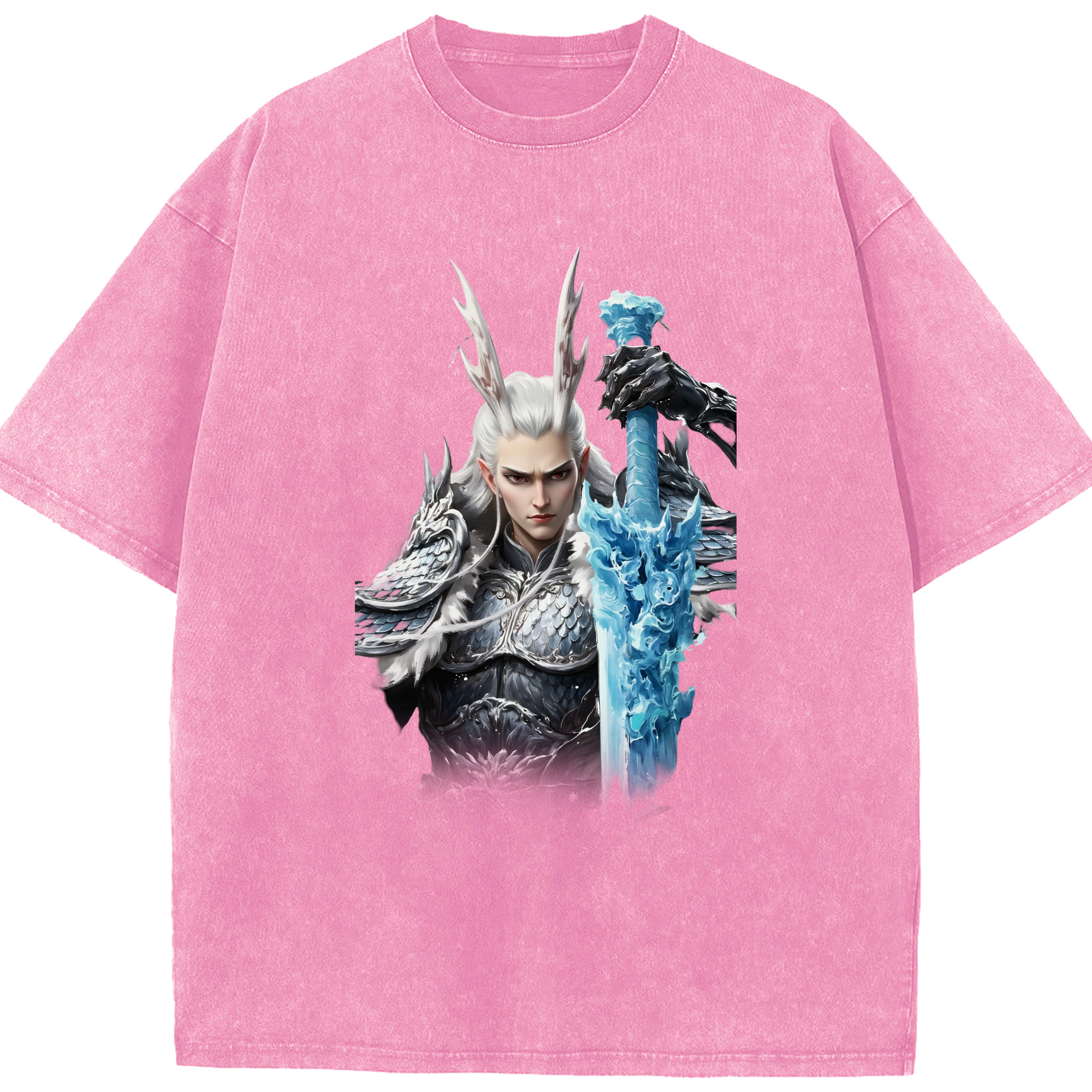 （画像用） Ne Zha 2 ナタ 魔童の大暴れ 綿100% ヴィンテージ風 半袖Tシャツ（フロントプリント）